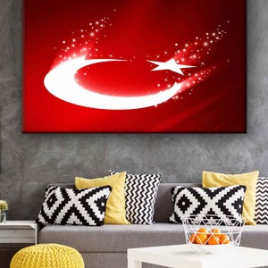SANATSAL TÜRK BAYRAĞI KANVAS TABLO