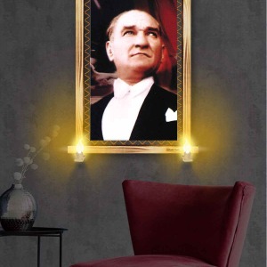 EN GÜZEL ATATÜRK RUSTİK LAMBALI TABLO