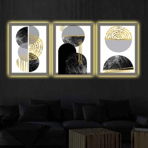 MODERN SANATSAL FENOMEN 3LÜ LED IŞIKLI KANVAS TABLO