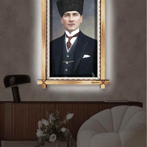 TREND ATATÜR RUSTİK LEDLİ TABLO