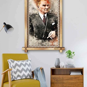 YAĞLI BOYA TARZI ATATÜRK RUSTİK  TABLO