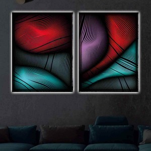 DEKORATİF SOYUT İKİLİ LED IŞIKLI TABLO