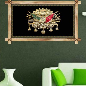 SİYAH GOLD İOSMANLI AMBLEMİ RUSTİK  TABLO