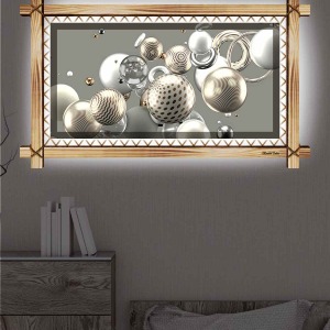 GÜMÜŞ TOPLAR RUSTİK LEDLİ TABLO