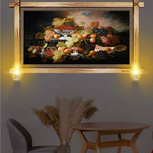 PASTEL RENKLİ MEYVELER RUSTİK LAMBALI TABLO