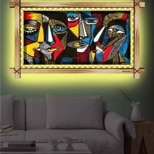 MODERN SANATSAL YÜZLER RUSTİK LEDLİ TABLO