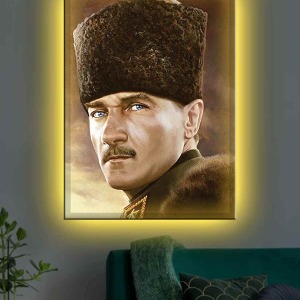 PASTEL ATATÜRK LEDLİ KANVAS TABLO