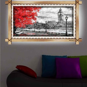 SOYUT PASTEL MANZARA RUSTİK LEDLİ TABLO