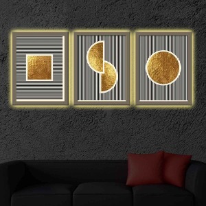 DEKORATİF ŞIK 3LÜ LED IŞIKLI KANVAS TABLO