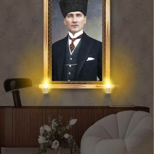 TREND ATATÜR RUSTİK LAMBALI TABLO