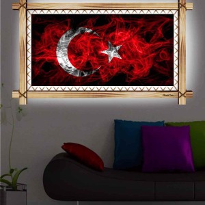 AY YILDIZ RUSTİK LEDLİ TABLO