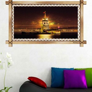KIZKULESİ VE GECE RUSTİK  TABLO