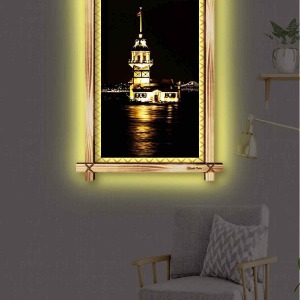 ZAİF KIZ KULESİ RUSTİK LEDLİ TABLO