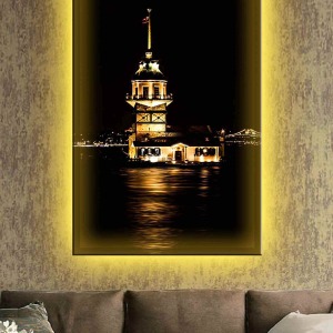 ZAİF KIZ KULESİ LEDLİ KANVAS TABLO
