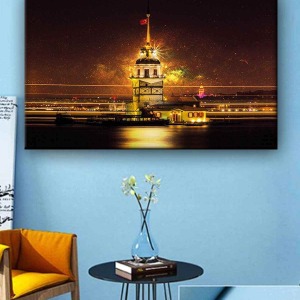 KIZKULESİ VE GECE KANVAS TABLO