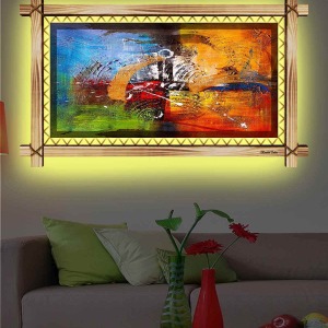 SANATSAL FIRÇA DARBELİ  RUSTİK LEDLİ TABLO