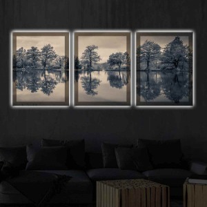 DOĞAL YANSIMA SET 3LÜ LED IŞIKLI KANVAS TABLO