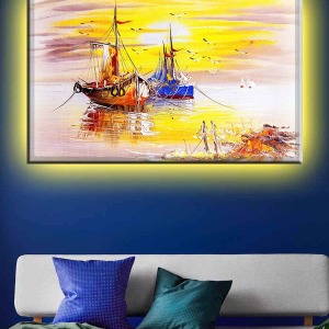 SANATSAL KAYIK VE DENİZ LEDLİ KANVAS TABLO