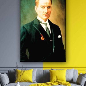 YEŞİL TONLU ATATÜRK KANVAS TABLO
