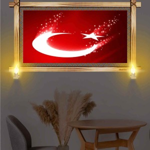 SANATSAL TÜRK BAYRAĞI RUSTİK LAMBALI TABLO