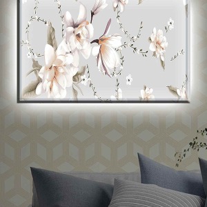 SOFT YAPRAKLAR VE ÇİÇEKLER LEDLİ KANVAS TABLO