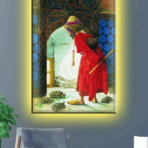 DÜNYACA ÜNLÜ KAPLUMBAĞA TERBİYECİSİ LEDLİ KANVAS TABLO