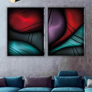 DEKORATİF SOYUT İKİLİ TABLO