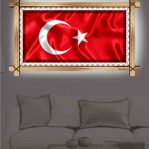 DALGALI BAYRAK RUSTİK LEDLİ TABLO