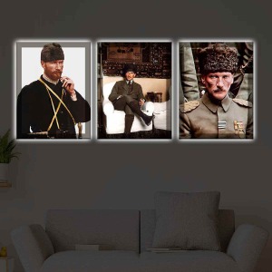 ATATÜR ASKERİ SET 3LÜ KANVAS TABLO