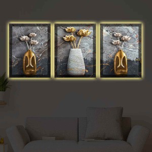PASTEL VAZOLAR ÇİÇEKLER TAKIM 3LÜ KANVAS TABLO