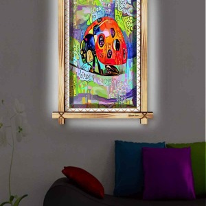 SÜRREAL ÇALIŞMA RUSTİK LEDLİ TABLO