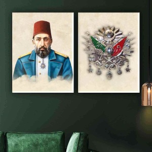 ABDULHAMİD HAN HZ. VE OSMANLI TUĞRASI İKİLİ TABLO