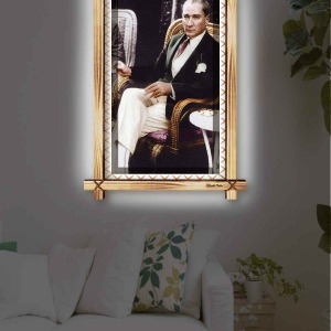 EN SEVİLEN ATATÜRK RUSTİK LEDLİ TABLO