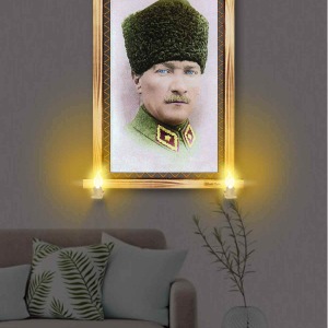 ULU ÖNDER ATATÜRK RUSTİK LAMBALI TABLO