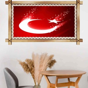 SANATSAL TÜRK BAYRAĞI RUSTİK  TABLO