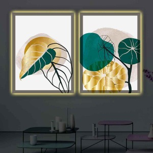 SOYUT MODERN ŞIK İKİLİ LED IŞIKLI TABLO